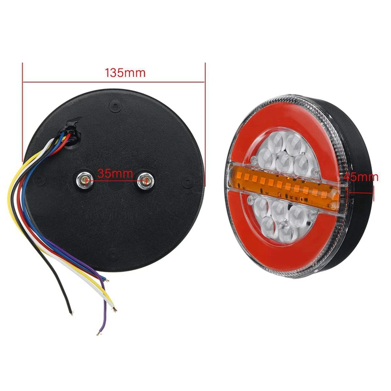 2Pcs 24V 4Inch LED Trailer Truck Tail Light Brake Light DRL Flow Turn Signal Lamp Strobe Light For Car Boat Bus Caravan