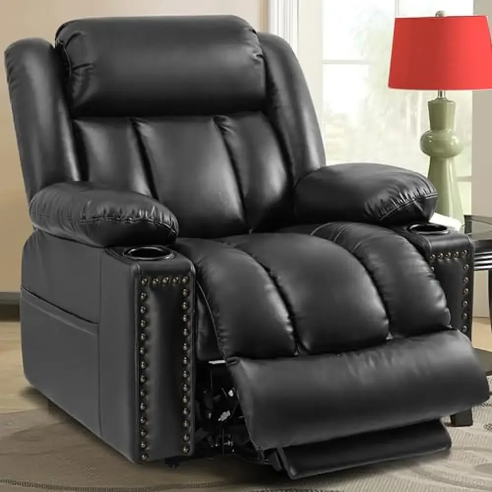 Large Lift Recliner Chair Elderly Infinite Position Lay Flat Chairs with Heat Massage Triple Motor Extended Comfort USB Cup