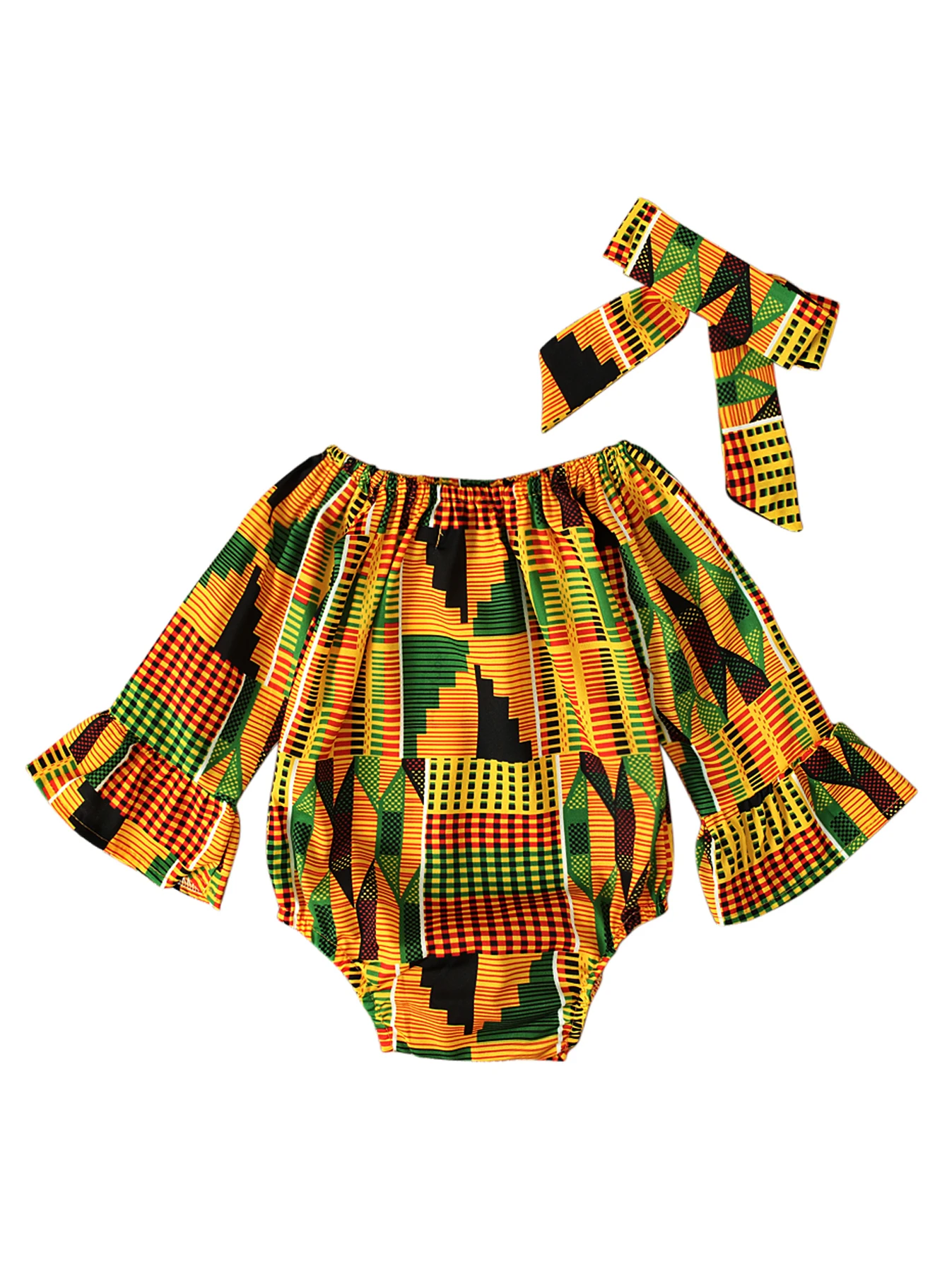 Cute hair band for baby children European and American girls African Bohemian style printed climbing clothes romper children'