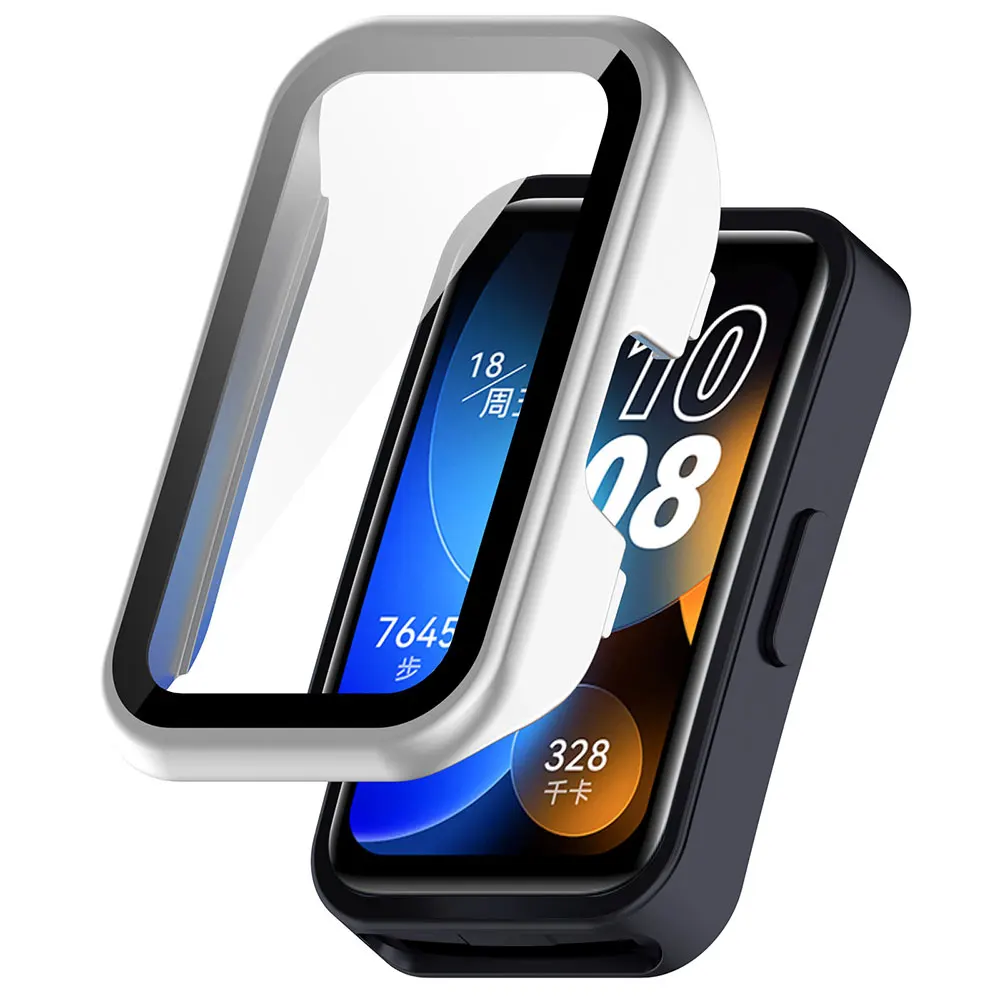PC Case + Tempered Glass For Huawei Band 10 9 8 NFC Screen Protector Cover Hard PC Protective Bumper Huawei Band9 8 Band10 Cases
