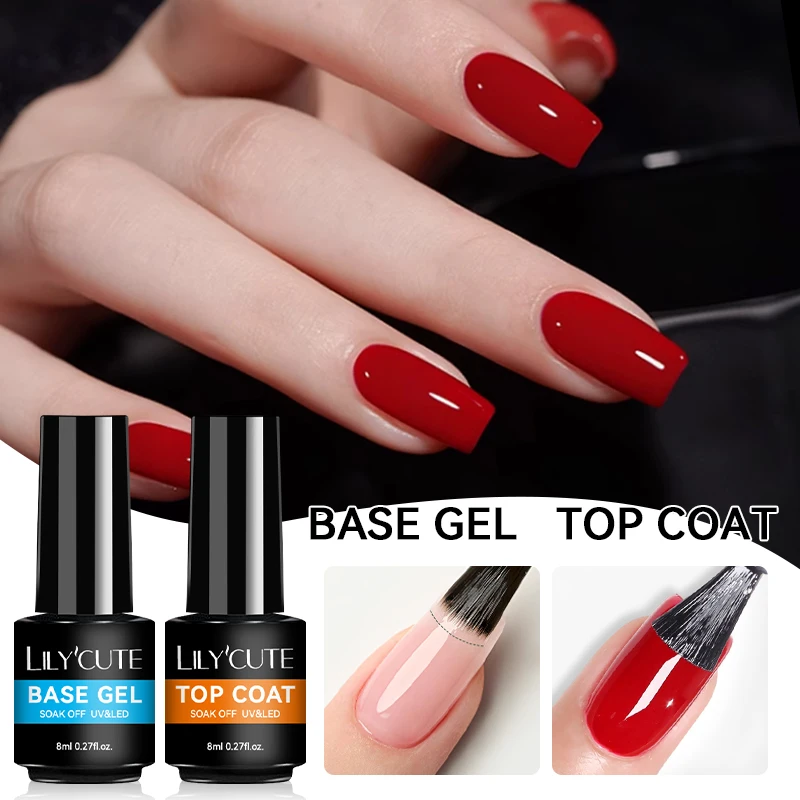 LILYCUTE 8ML Basis Gel Kein Abwischen Top Coat Funktion Gel Nagellack Nail art Salon Für Alle Farbe Gel maniküre Soak Off Lack