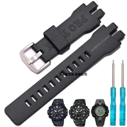 Correa de resina para reloj Casio PROTREK PRG 300 PRW 3000 3100 6000 6100Y, repuesto de pulsera negra para hombre, correa de muñeca de goma