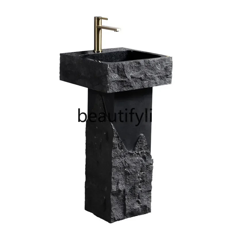 

Stone column basin, outdoor courtyard floor-to-ceiling washbasin, household balcony washbasin sink