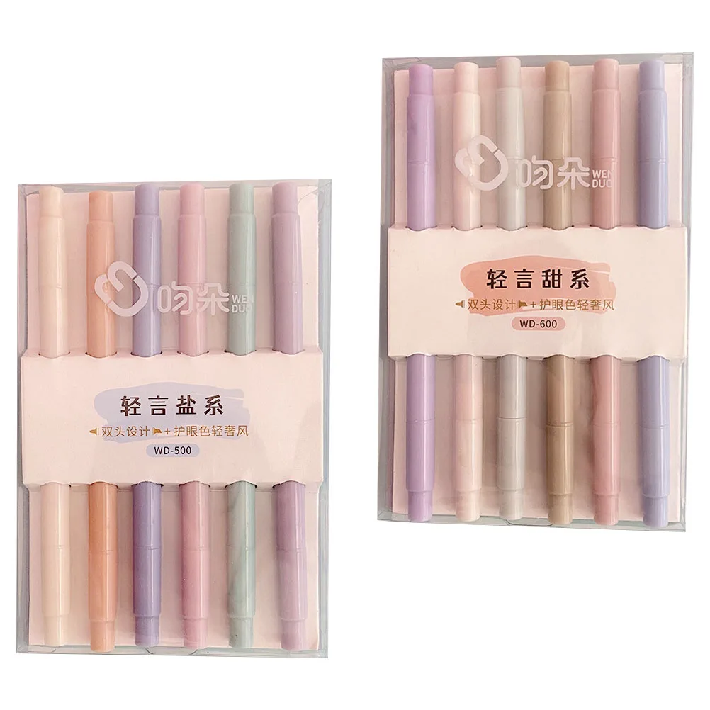 

12pcs Highlighter Pens Plastic Square Student School Office Supplies Coloring Marker Journaling Convenient Portable Multi