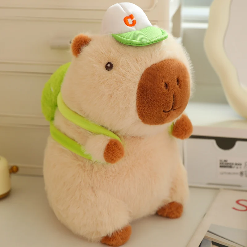 Kawaii Stuffed Animals Fluffy Capybara With Backpack Tortoise Slap Bracelet Capybara Plush Toy keychain Birthday Gift