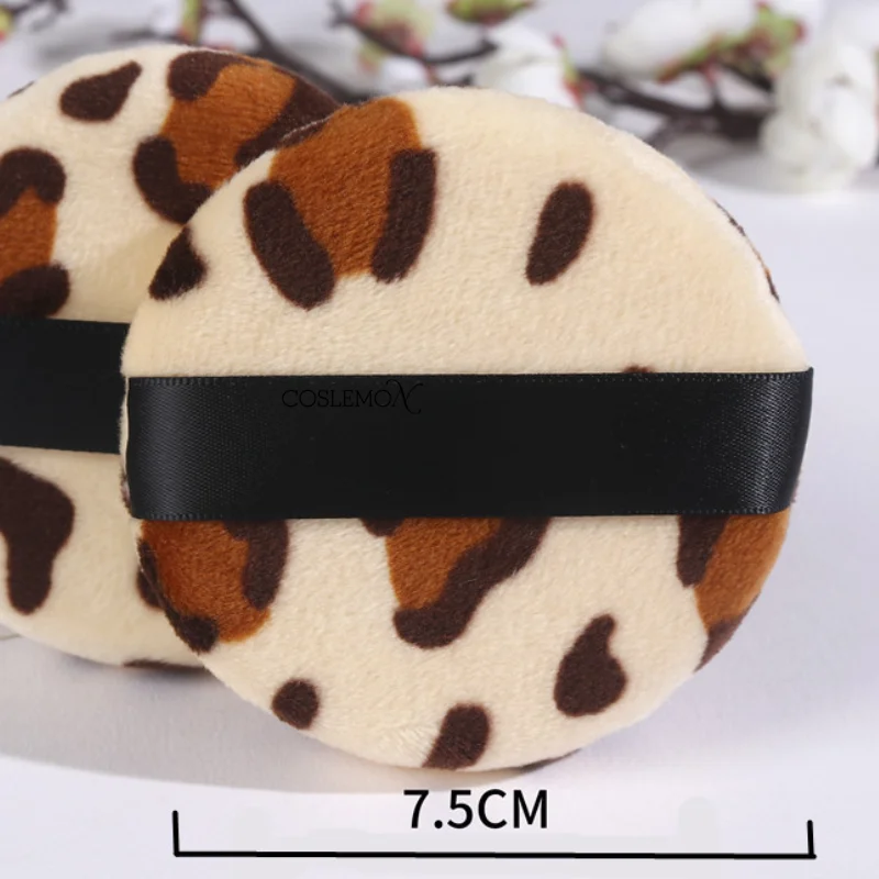 Makeup Powder Puff Large Size Leopard Pattern Round Shape Soft Cotton Face Powder Puff Washable Velvet Cosmetic Puff Tools