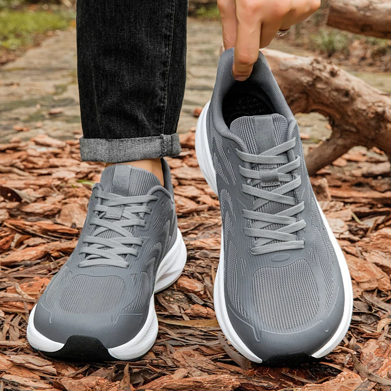 Men's Casual Sneakers Solid Color Lace-Up Lightweight Breathable Comfortable Walking Shoes Athletic Soft Sole Non Slip Seasons