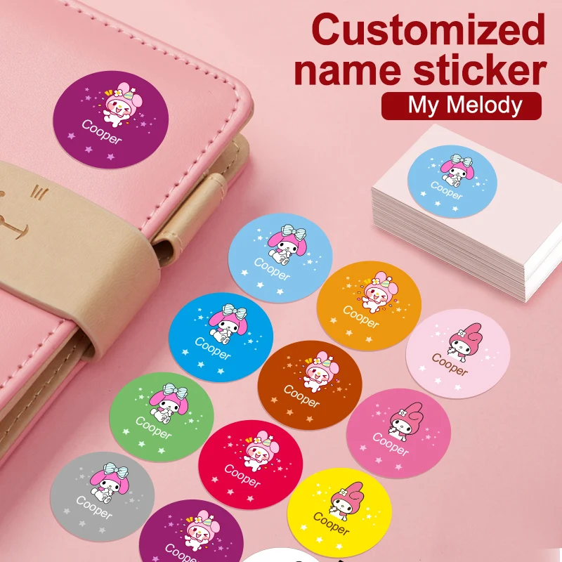 

Персонализированные водонепроницаемые именные этикетки My Melody, смешанные мультяшные наклейки для компьютера, телефона, чашки с водой, велосипедная индивидуальная наклейка