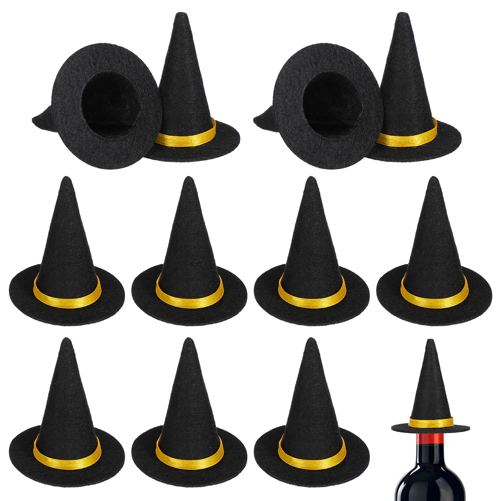 

12pcs Witch Hat Wine Bottle Caps Halloween Party Decoration Mini Hats For Crafts Diy Decorative Props Halloween Supplies