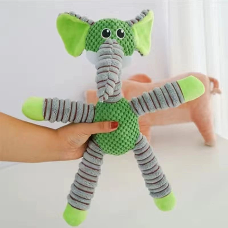 Squeaky Plush Elephant Dog Toy Durable Bite‑Resistant Pet Chew Toy Teeth Cleaning Interactive Puppy Stress Relief Toy