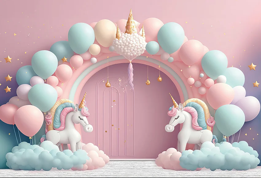 Mehofond Unicorn Photography Background Girl Birthday Decoration Arch Balloon Princess Photo Backdrop Baby Shower Photoshoot