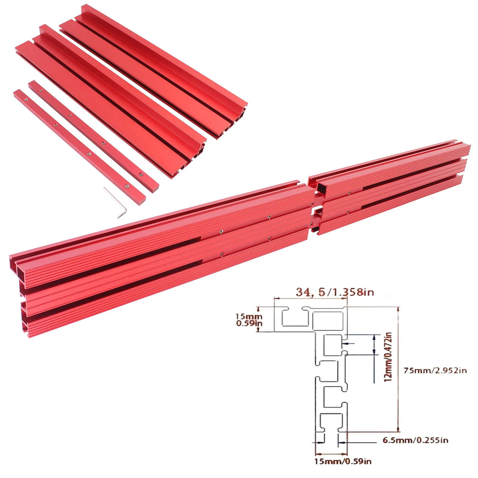 

1Set 80cm Splicing Fence with Connecting strips Router Table Fence Aluminum Multi T-Track Table Saw Profile Fence Woodworking