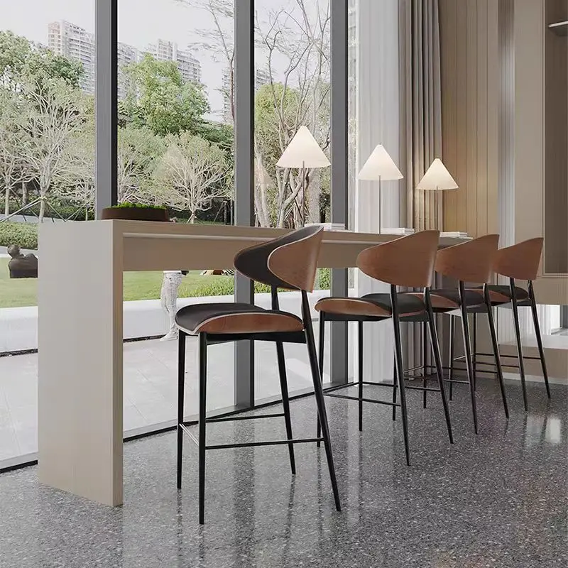 Light luxury metal bar chair Home high-end high stool Single minimalist modern dining restaurant back