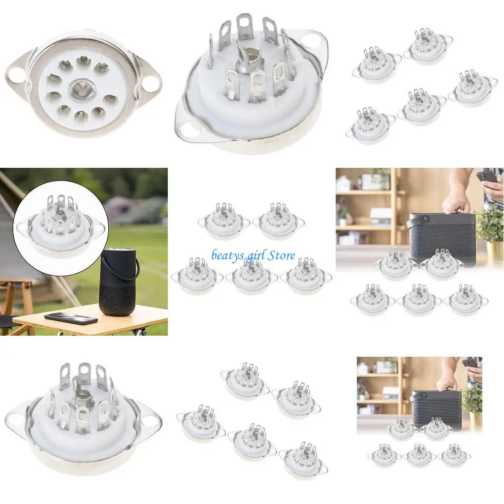 

C7AB 5pcs Upgrades B9A Vacuum Tube Socket with Gold Plate Contacts for 12AX7 ECC83