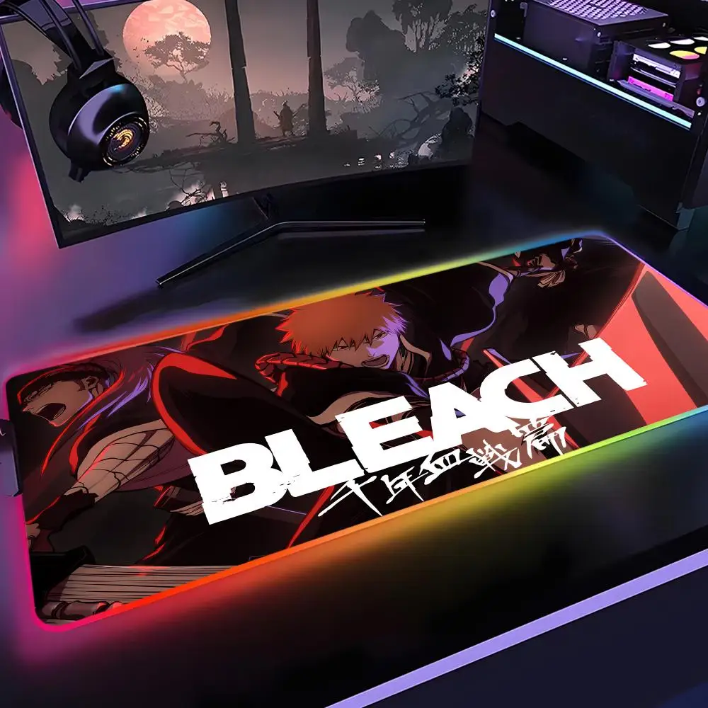 

Bleach Kurosaki Ichigo Mouse Pad Rgb Desk Mat Back Light Led Mousepad Setup Gaming Accessories Deskmat Big Mousepad Backlight