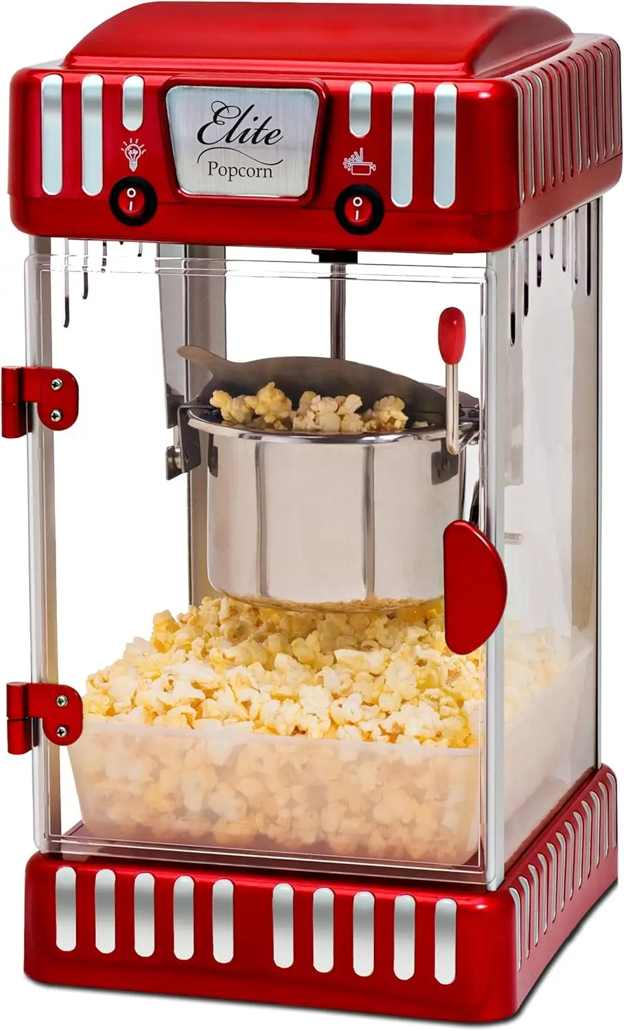 

2.5 Ounce Classic Carnival, Tabletop Kettle Popcorn Popper Machine, Retro-Style, Movie Hot Buttered Popcorn, Red