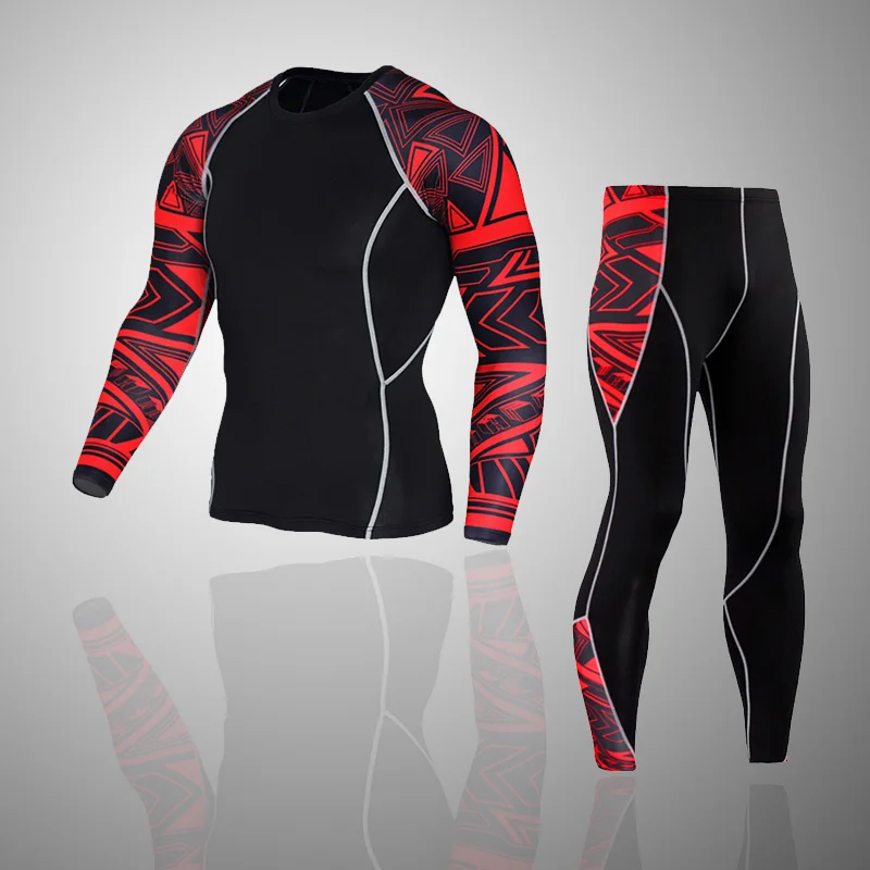 Compression Sportswear Mens Rashgarda MMA Long Sleeves Sun Protection Base Layer Gym Workout Top Running Sports Tactical Tights