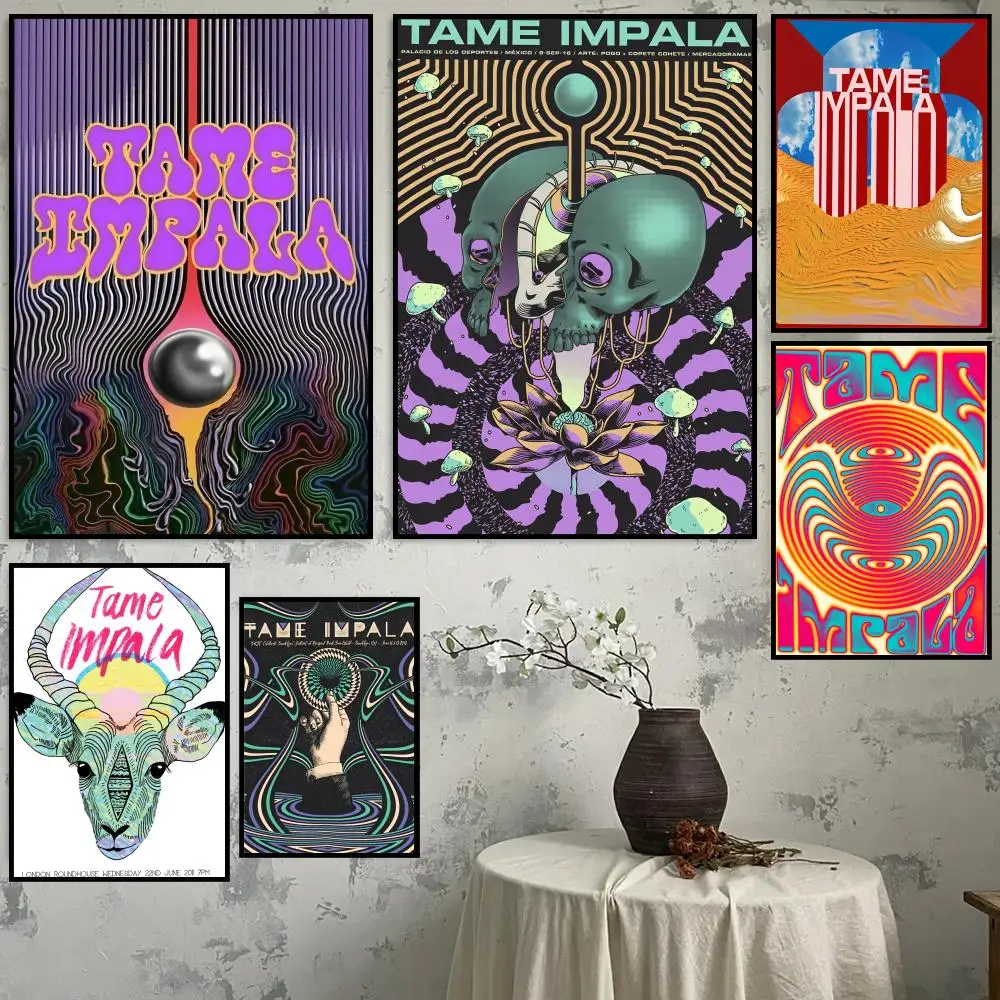 

Painting Calligraphy Frameless T-Tame Impala Band Canvas Poster Wall Art Perfect For Home Decoration Holiday Gifts