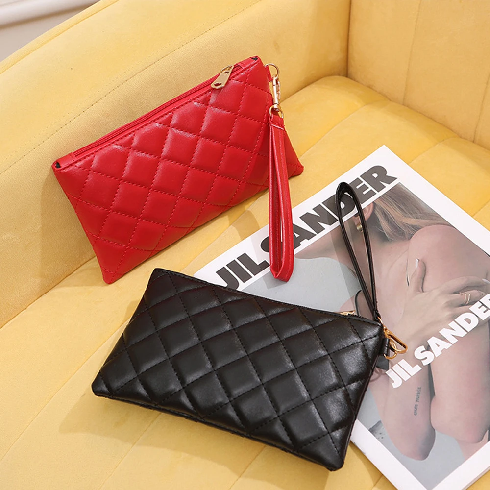 

Wallet For Women Embroidery Coin Purse New Fashion Small Wrist Bag High-quality PU Coin Wallet Zipper Closure Candy Colors