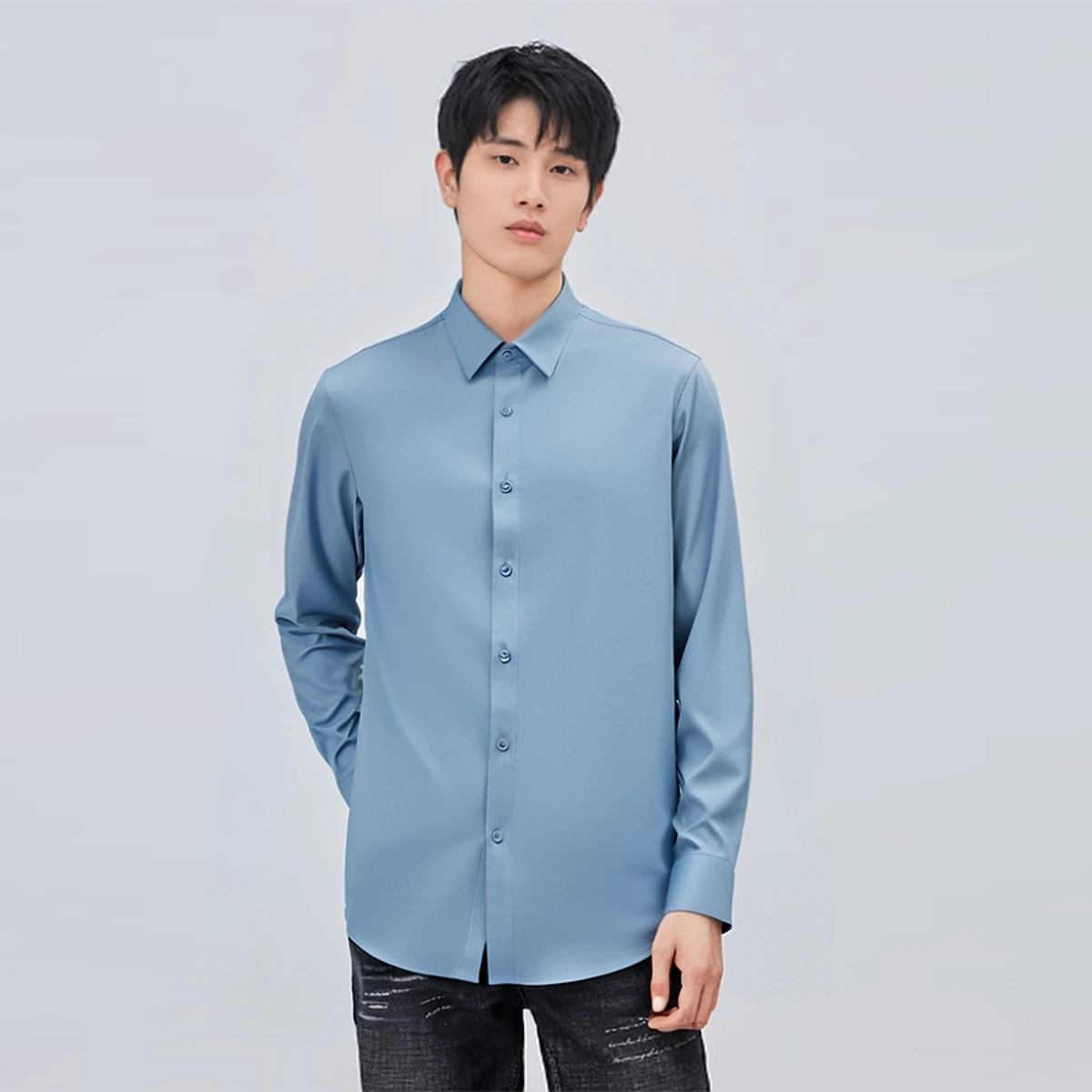 

Мужская деловая повседневная рубашка с длинным рукавом из модала Lenzing, стандартный крой, производство Китай, весна 2025, без бирки