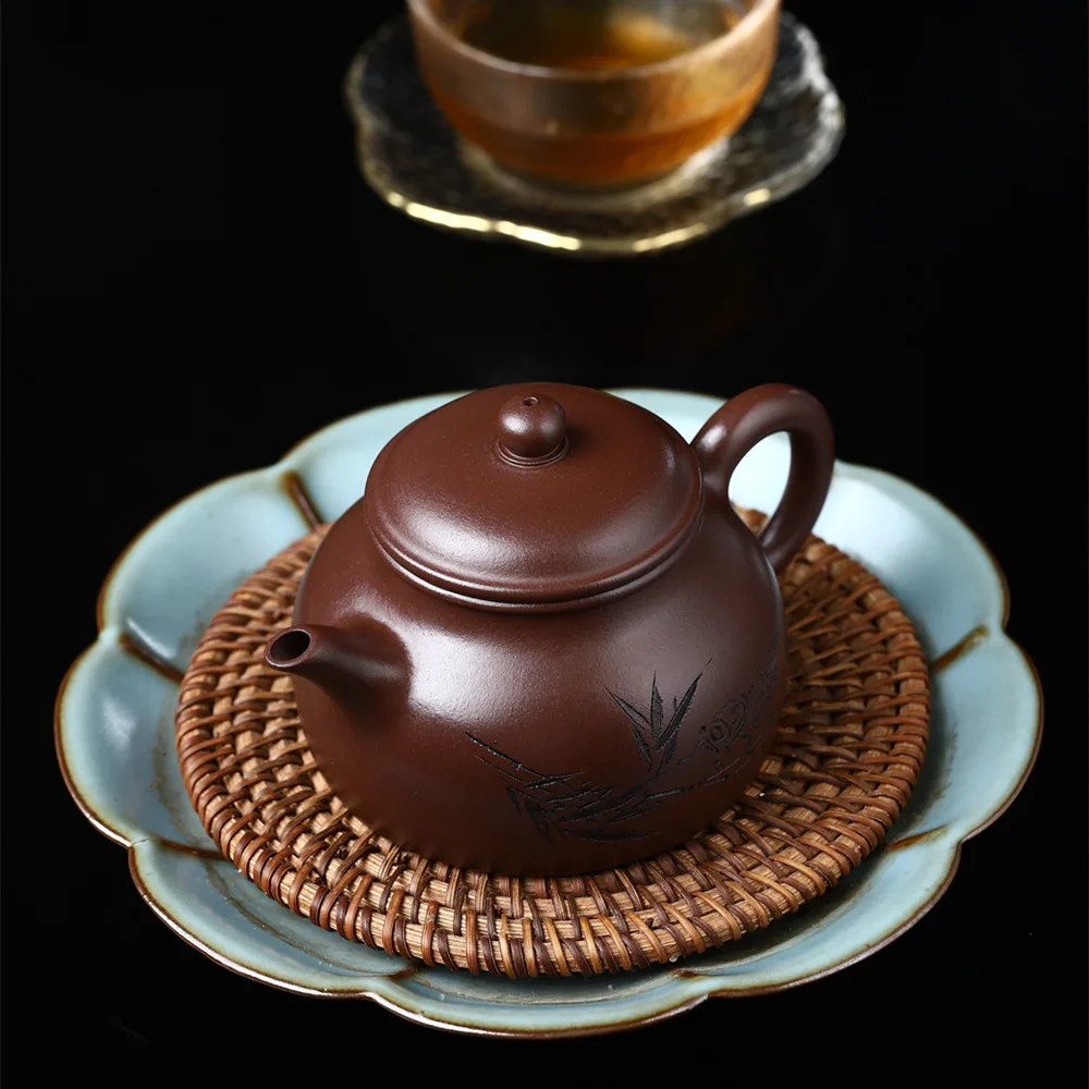 180ml Boutique Dahongpao Purple Clay Teapot Handmade Ball Hole Filter Beauty Tea Pot High Quality Yixing Zisha Tea Accessories