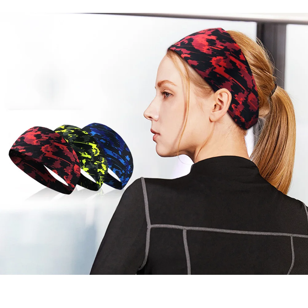

3pcs Antiperspirant Headband for Yoga Running Workout Sports Hairband Elastic Polyester Sweat Absorbent Wide Design Fits All