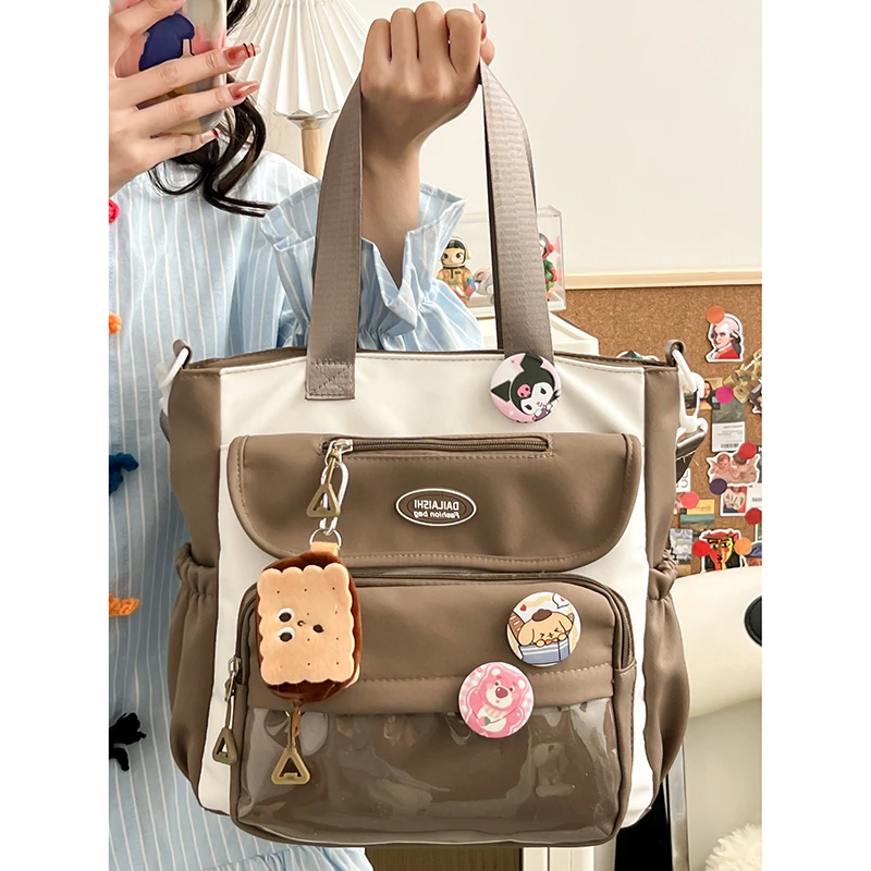 Patchwork  Zipper Ladies Tote Bags on Sale 2024 New High Quality Commuting CANVAS Shoulder Bags Sewing Thread Large Capacity