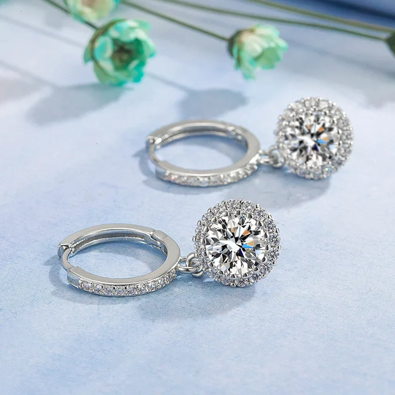 Joyería de plata 925, pendiente de gota de circón cúbico para Mujer, Aros finos para Mujer, Oreja Bizuteria, caja de pendientes de granate de plata esterlina S925