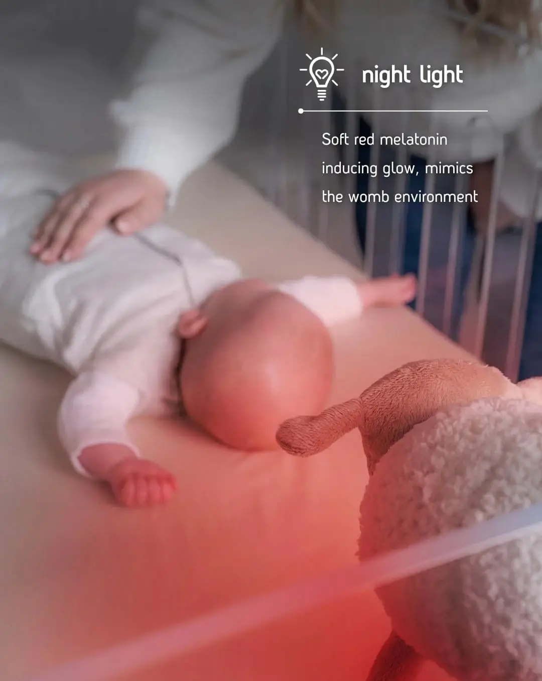 Rechargeable Baby White Noise Machine with Cry Sensor, Nightlight & 10 Soothing Sounds | Machine Washable