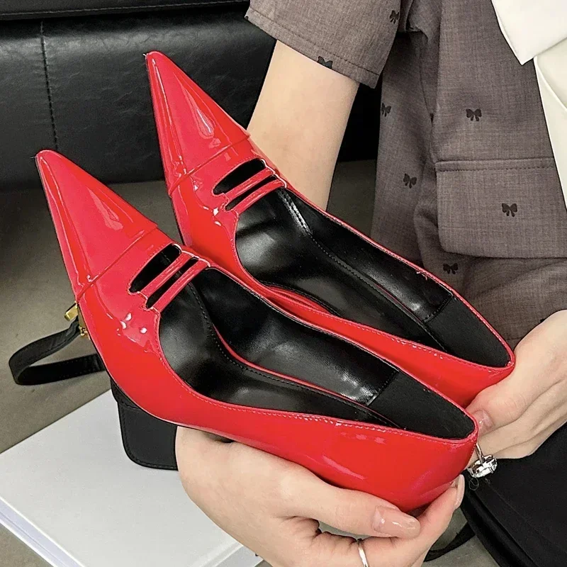 2025 New Designer Hollow Out Women Pump Street Style Pointed Toe Party Prom Thin High Heels Sandals Spring Mule Shoes for Women