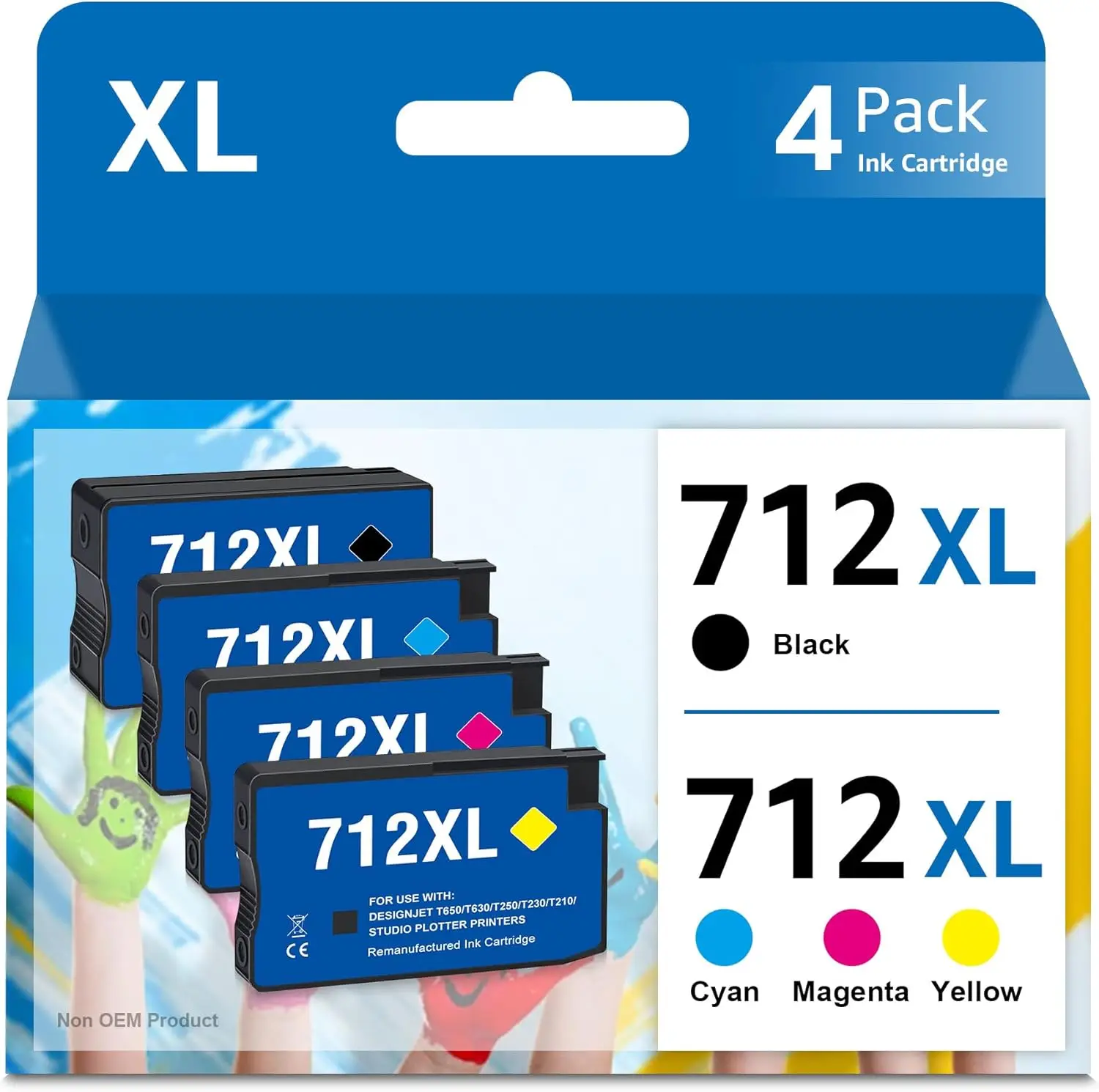 

712 Ink Cartridge Combo Pack Replacement for 712 712XL Compatible HPQ 712 XL Ink for DesignJet T650 T630 T230 T210