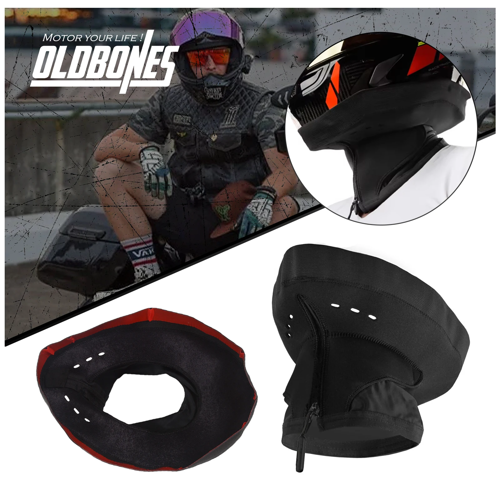 Universal Motorcycle Helmet Bib Strap Zipper Back With Ultra Hard Glue Windproof Noise Proof Black 1pc Insulation  Keep Warmer