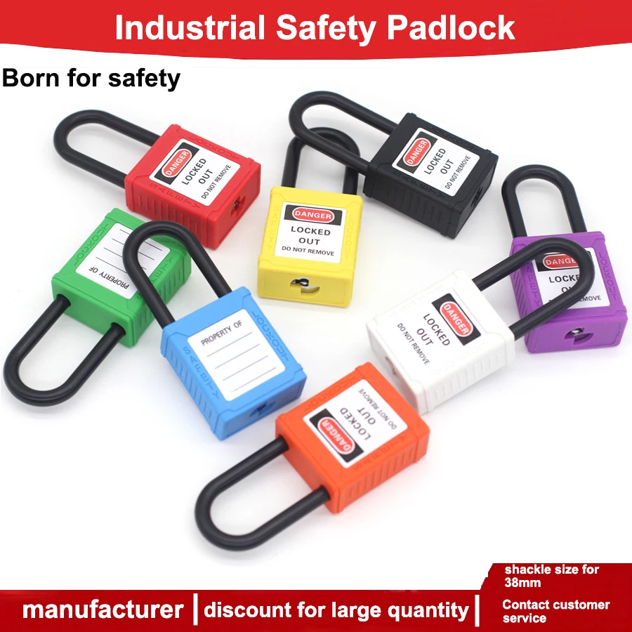 OSHA Lockout Tagout Industrial Safety Padlock 38mm Nylon Shackle Non-Conductive Nylon Lockout Padlock High Security Manufacturer