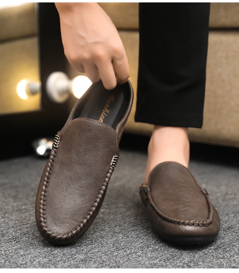 Heißer Verkauf: Herren-Halbschuhe – Bequeme Freizeitschuhe aus PU-Leder für Herren, atmungsaktive Slipper, Slip-on-Schuhe, Lazy Shoes, Herren-Loafer – Detail 16