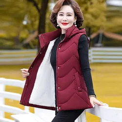 Woman Vest Autumn Winter Warm Down Cotton Vests Thick Removable Hooded Waistcoat Elegant Sleeveless Jacket Vest Coat Female 7XL