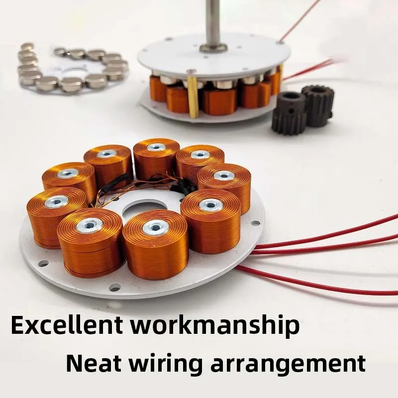 Mini Disc Iron Core Generator 50W 24V Strong Magnetic Low Speed Multi-pole Three-phase Ac Generator 100-650rpm 85mm*25mm