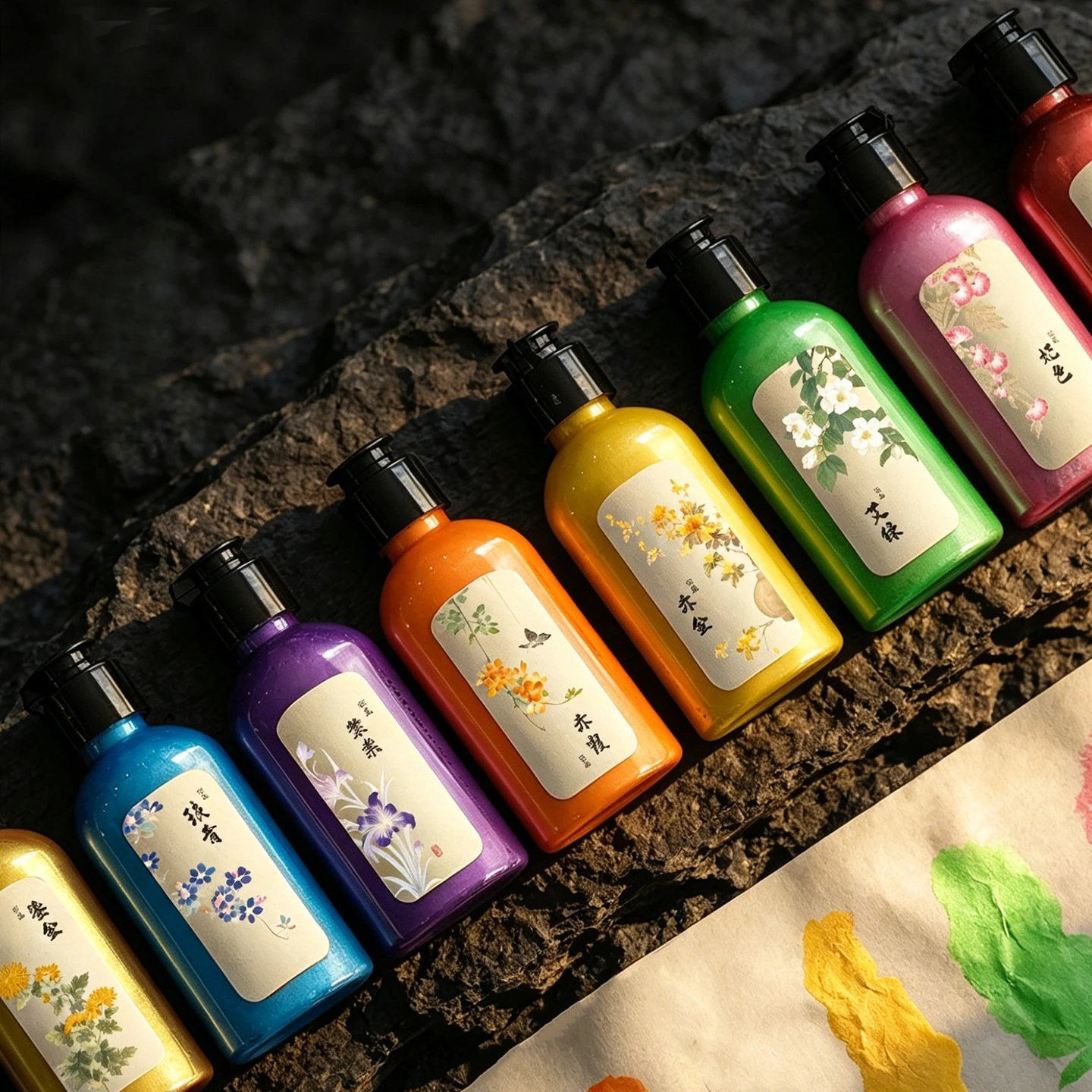 60ml Pearlescent Calligraphy Ink for Brush Painting, Shimmering Color for Beginner Small Script Practice