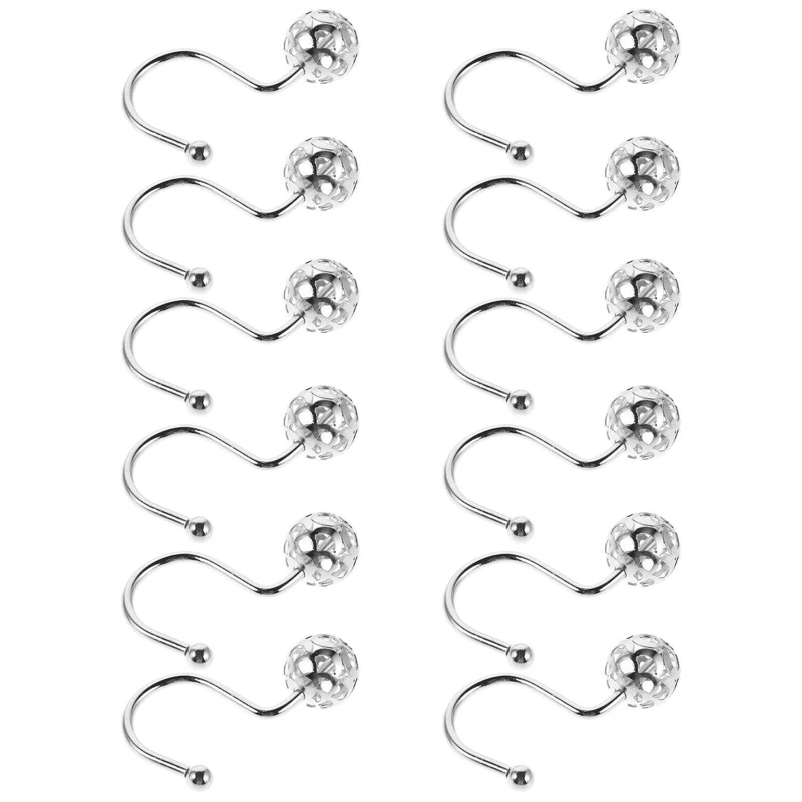 

12Pcs Shower Curtain Hooks Stainless Steel S-Shaped Roller Ball for Bathroom Kitchen Drapes Heavy Duty Smooth Gliding Metal