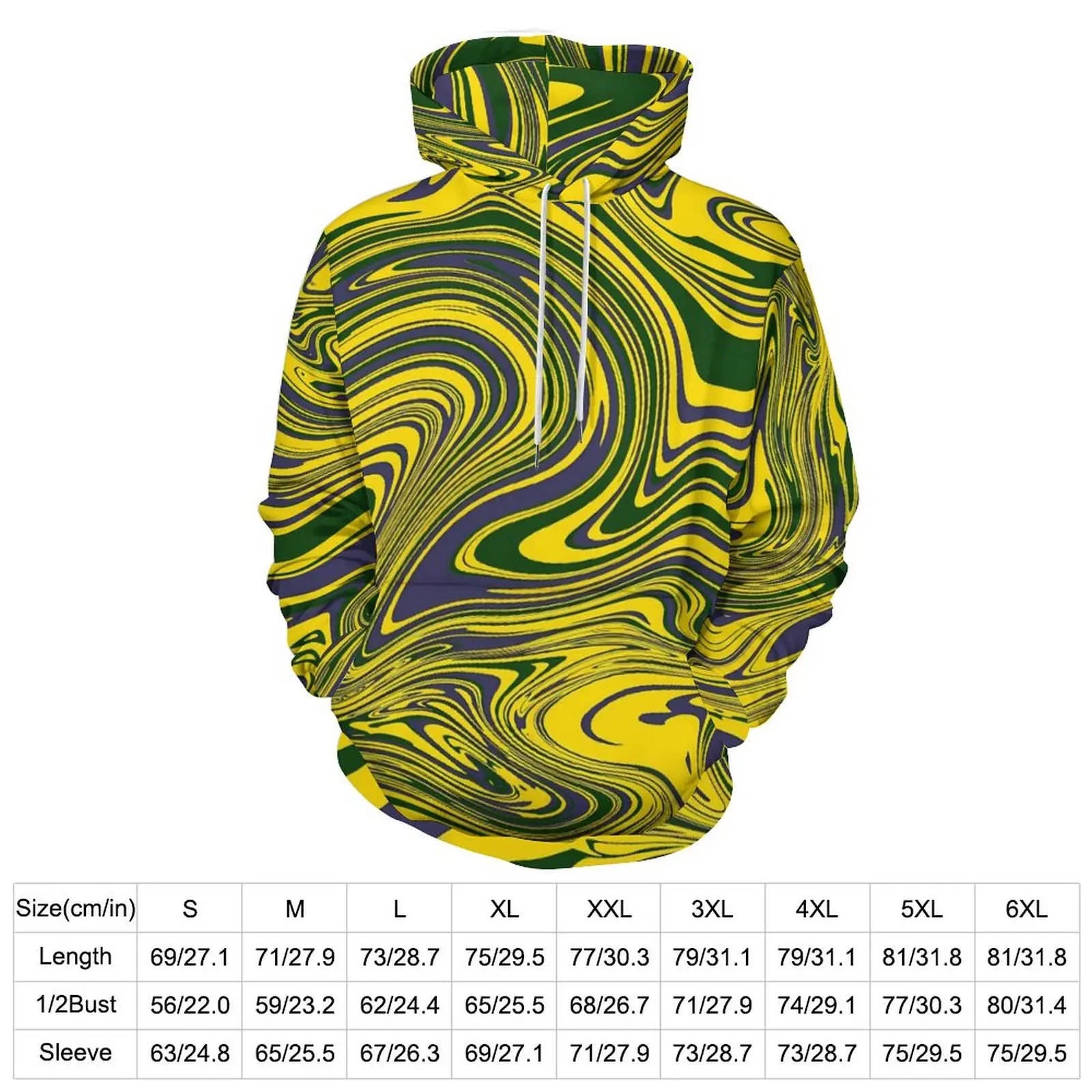 Swirls Print Hoodies Yellow Green Purple Hip Hop Oversize Hoodie Women Long Sleeve Pretty Design Casual Hooded Sweatshirts