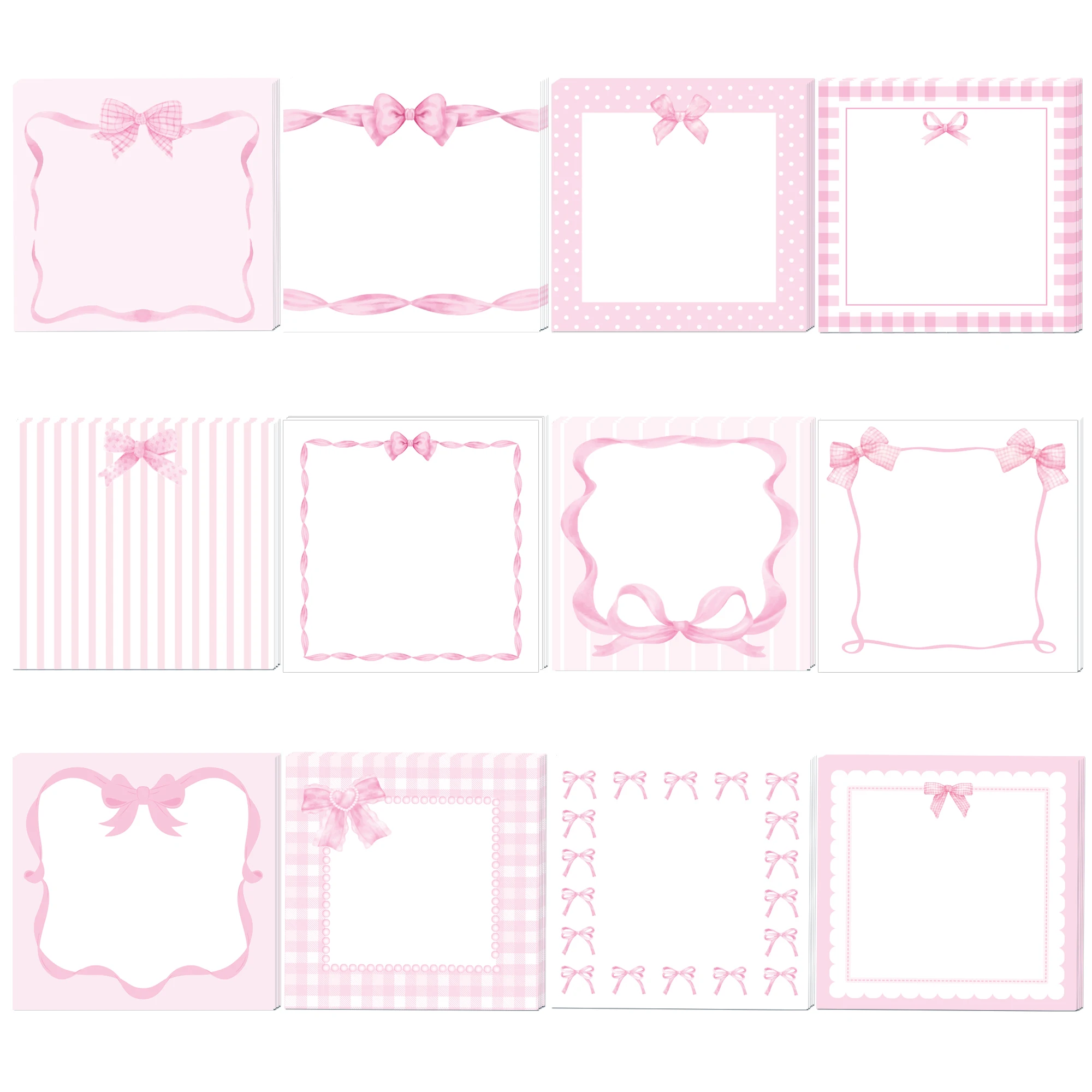 240 Pages Pink Bow Tie Memo Pads Set Refrigerator Sticky Notes Stationery Label Notepad Bowknot Self-Adhesive Memo Book Supplies
