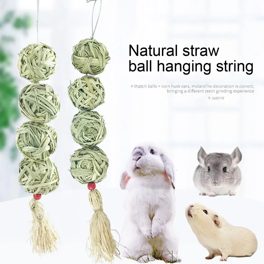 

Chewing Braided Ball, Rabbit Chew Toy, Rich Fiber, Teeth Grinding Playing Hamster Chewing Grass Snack, Small Animals Supplies