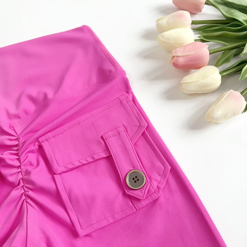 Pantaloni da yoga fitness a vita alta da donna Leggings elasticizzati sportivi Tasche posteriori Leggings push up Allenamento Corsa Abbigliamento da palestra