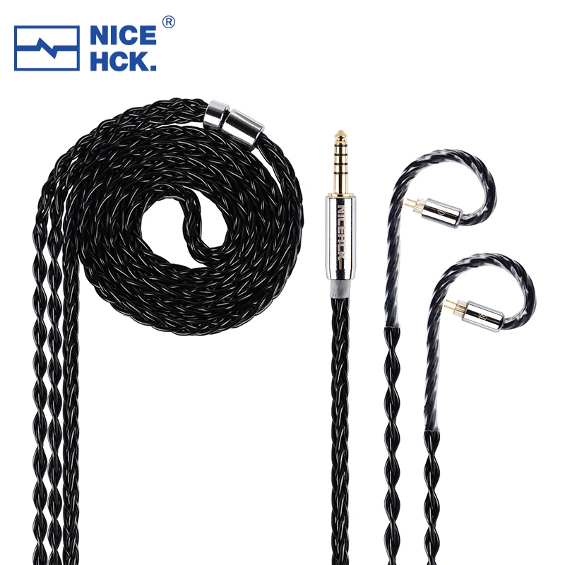 NiceHCK BlackCat Ultra 8 Strands Zinc Copper Alloy Oil Soaked Earbud Cable 3.5/2.5/4.4mm MMCX/2Pin for Kima Kailua Aurora Dolce