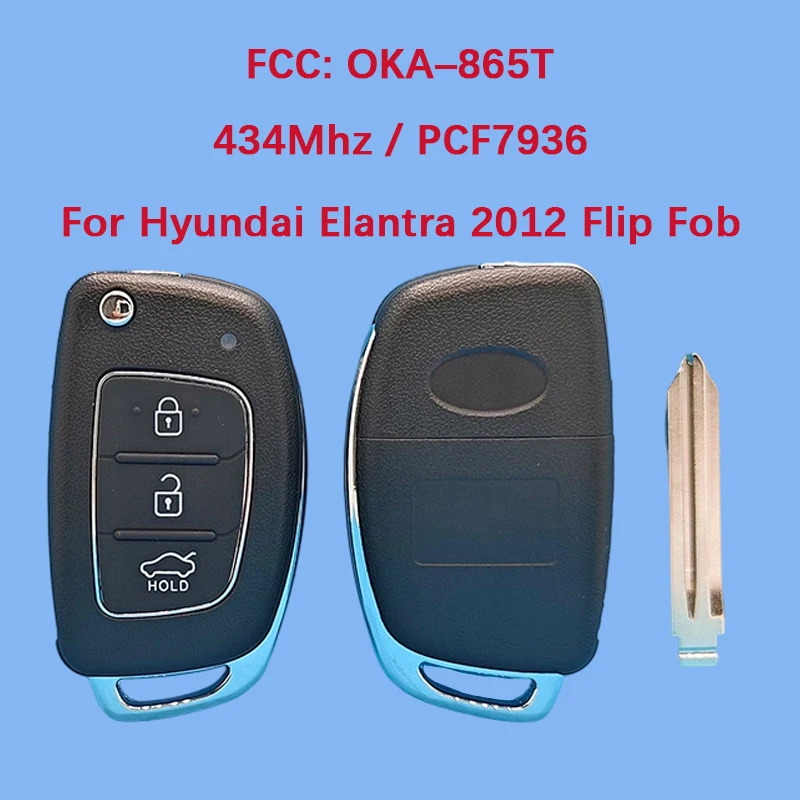 

CN020077 послепродажного обслуживания, 3-кнопочный смарт-ключ, пульт дистанционного управления, 46 чипов, 433 МГц, FCC ID OKA-865T, без ключа для Hyundai Elantra 2012-2015