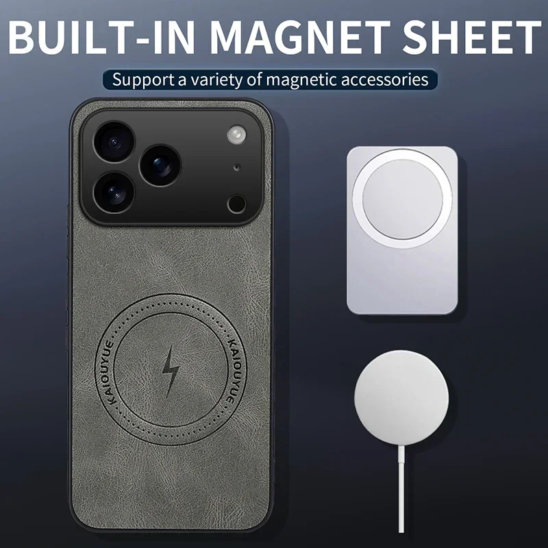 For iPhone 18 Pro Max/18Pro Case Simple Stylish Magnetic Suction PU Leather Skin-friendly Anti-drop Cover For iPhone 17 Pro Max