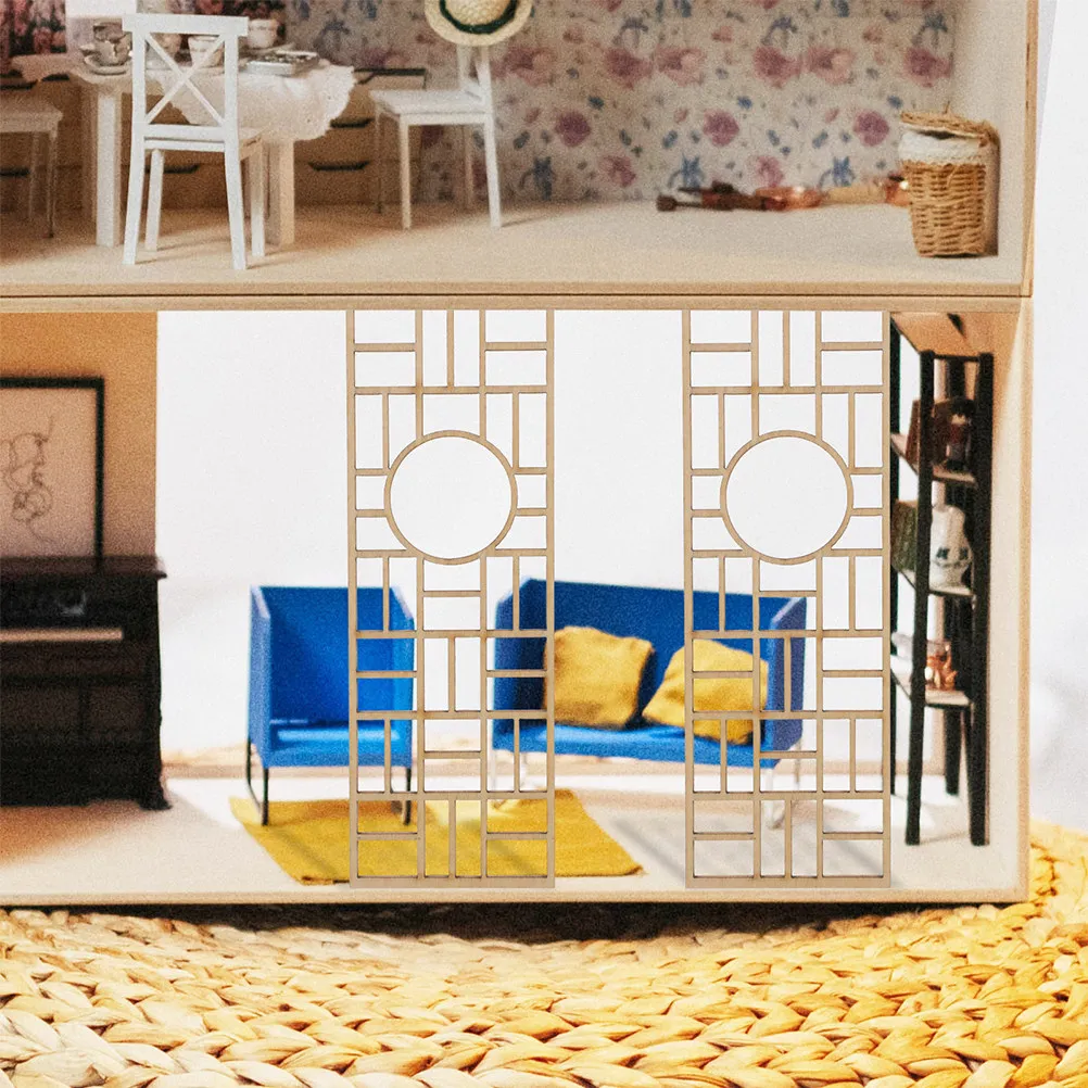 

5Pcs Miniature Wooden Room Divider Screen Chinese Style Mini Furniture for Dollhouse Living Room Decoration Vintage Wooden Mini