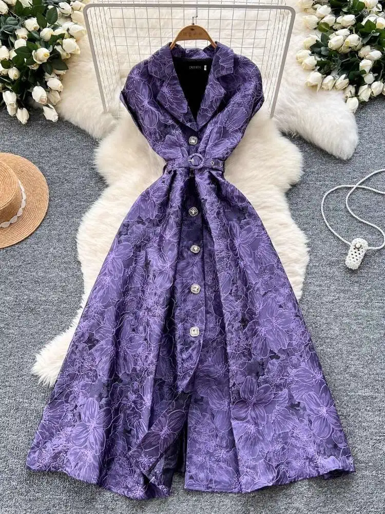 

Французское винтажное вечернее платье, женское летнее элегантное жаккардовое длинное платье с отложным воротником и короткими рукавами, женское летнее длинное платье