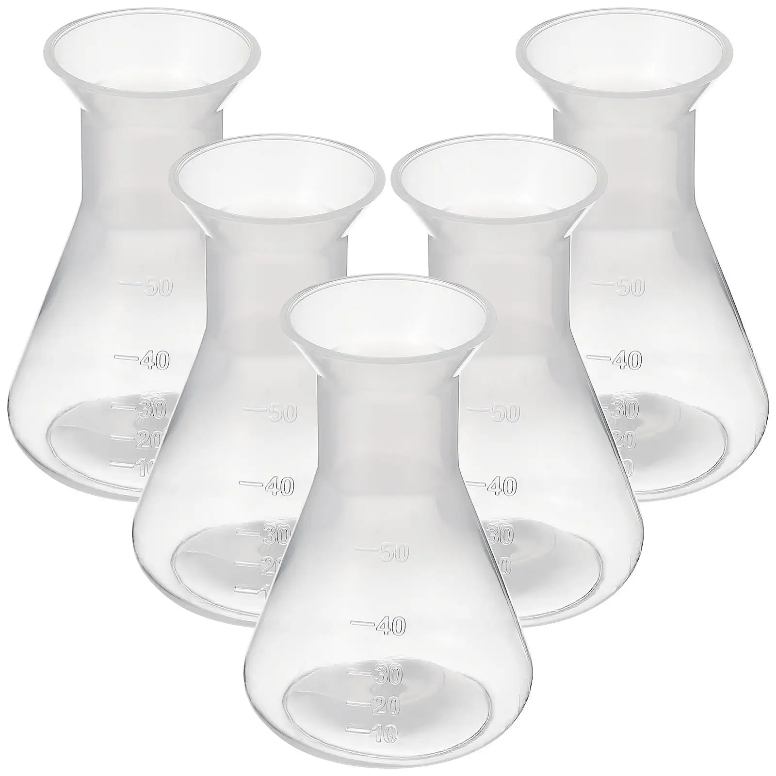 

5 pcs Plastic Flask Clear Conical Flasks for Experiment Lab Glassware Bottles Kids Science Transparent Stable Precise Teaching