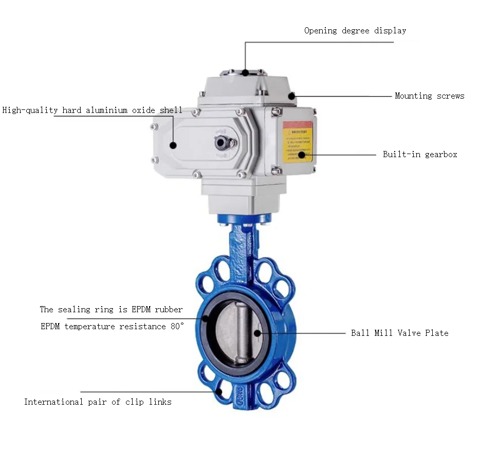 Electric Flange Butterfly Valve D971X-16 Clamp Soft Seal Water Valve Actuator Valve DN50 65 80 200