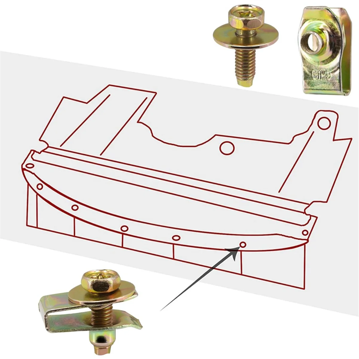 20X Body Bolts U-Nuts Clips Engine Under Cover Undertray Splash Shield Guard Bumper Fenders Liner Push Fastener